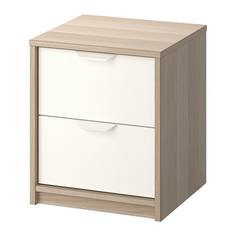 АСКВОЛЬ Комод с 2 ящиками, под беленый дуб, белый Ikea