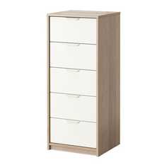 АСКВОЛЬ Комод с 5 ящиками, под беленый дуб, белый Ikea
