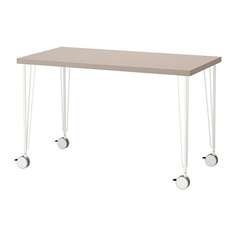 ЛИННМОН / КРИЛЛЕ Стол, геометрический бежевый, белый Ikea