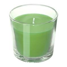 СИНЛИГ Ароматическая свеча в стакане, Яблоко и груша, зеленый Ikea