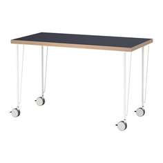 ЛИННМОН / КРИЛЛЕ Стол, синий, белый Ikea