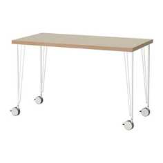 ЛИННМОН / КРИЛЛЕ Стол, бежевый, белый Ikea