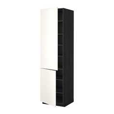 МЕТОД Высокий шкаф с полками/2 дверцы, черный, Веддинге белый Ikea