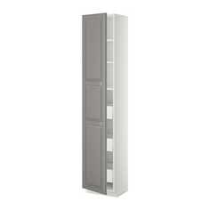 МЕТОД / МАКСИМЕРА Высокий шкаф с ящиками, белый, Будбин серый Ikea