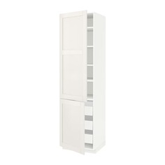 МЕТОД / МАКСИМЕРА Высокий шкаф+полки/3 ящика/2 дверцы, белый, Сэведаль белый Ikea