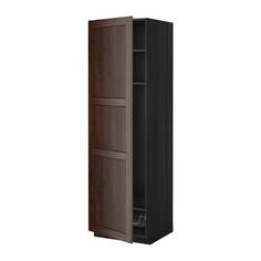 МЕТОД Выс шкаф с полками/проволоч корзин, черный, Эдсерум коричневый Ikea