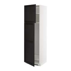 МЕТОД Высокий шкаф д/холодильника/2дверцы, белый, Лерхюттан черная морилка Ikea
