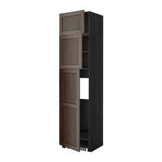 МЕТОД Высокий шкаф д/холодильника/3дверцы, черный, Эдсерум коричневый Ikea