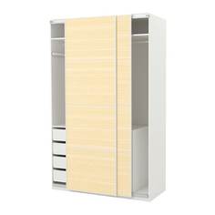 ПАКС Гардероб, белый, Фьельхамар светлый бамбук Ikea