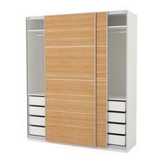 ПАКС Гардероб, белый, Фьельхамар темный бамбук Ikea