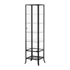КЛИНГСБУ Шкаф-витрина, черный, прозрачное стекло Ikea