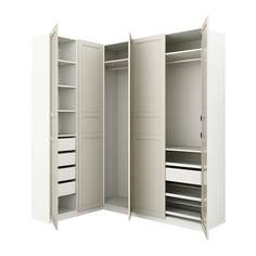 ПАКС Гардероб угловой, белый, Флисбергет светло-бежевый Ikea