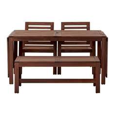 ЭПЛАРО Стол+2кресла+скамья, для сада коричневая морилка Ikea
