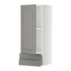 МЕТОД / МАКСИМЕРА Навесной шкаф с дверцей/2 ящика, белый, Будбин серый Ikea
