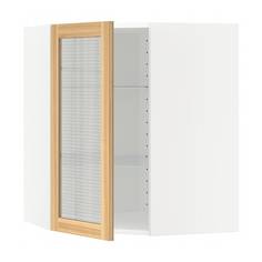 МЕТОД Углов навесн шк с полками/сткл дв, белый, Торхэмн ясень Ikea