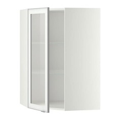 МЕТОД Углов навесн шк с полками/сткл дв, белый, Ютис матовое стекло Ikea