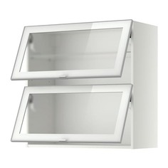 МЕТОД Навесн горизонтал шкаф/2 зерк дверц, белый, Ютис матовое стекло Ikea