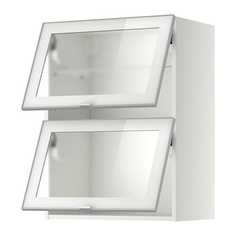 МЕТОД Навесн горизонтал шкаф/2 зерк дверц, белый, Ютис матовое стекло Ikea