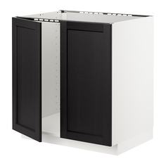 МЕТОД Напольн шкаф д раковины+2 двери, белый, Лерхюттан черная морилка Ikea