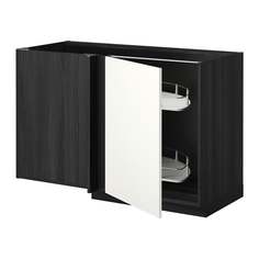 МЕТОД Угловой напол шкаф с выдвижн секц, черный, Хэггеби белый Ikea