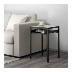 НИБОДА Столик с двусторонней столешницей, черный/бежевый Ikea