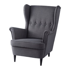 СТРАНДМОН Кресло с подголовником, Шифтебу темно-серый Ikea