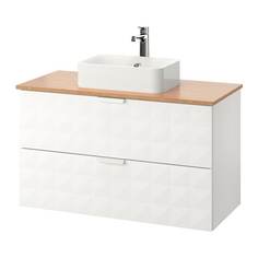 ГОДМОРГОН/ТОЛКЕН / ХОРВИК Шкаф со столешницей 45x32 раковина, Решён белый, бамбук Ikea