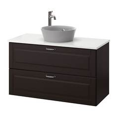 ГОДМОРГОН/ТОЛКЕН / КАТТЕВИК Шкаф со столешницей 40см раковина, Кашён темно-серый, под мрамор серый Ikea