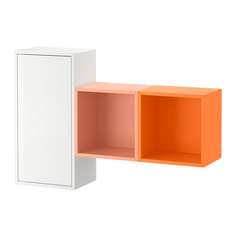ЭКЕТ Комбинация настенных шкафов, белый/оранжевый, светло-оранжевый Ikea