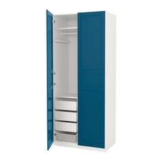 ПАКС Гардероб, белый, Флисбергет синий Ikea