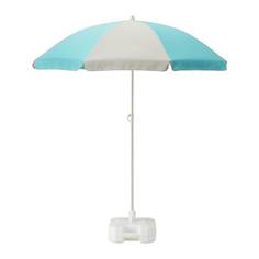 РАМСО / ФИСКЁ Зонт от солнца с опорой, бирюзовый светло-бежевый, белый Ikea
