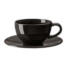 ВАРДАГЕН Чашка кофейная с блюдцем, темно-серый Ikea