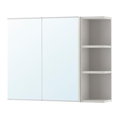 ЛИЛЛОНГЕН Зеркальн шкафч с 2 дврц/1 откр полк, белый, серый Ikea