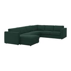 ВИМЛЕ 5-местный угловой диван, с козеткой, Гуннаред темно-зеленый Ikea