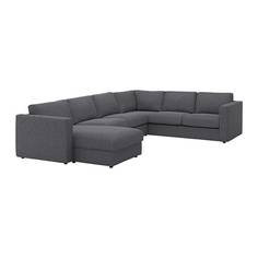 ВИМЛЕ 5-местный угловой диван, с козеткой, Гуннаред классический серый Ikea