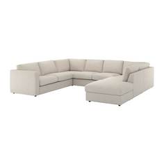ВИМЛЕ 6-местный п-образный диван, с открытым торцом, Гуннаред бежевый Ikea