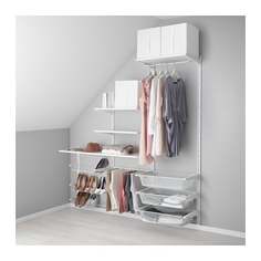 АЛЬГОТ Настенная шина/полки/вешалка д/брюк, белый Ikea