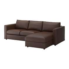 ВИМЛЕ 3-местный диван, с козеткой, Фарста темно-коричневый Ikea