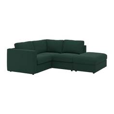 ВИМЛЕ 3-местный угловой диван, с открытым торцом, Гуннаред темно-зеленый Ikea
