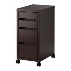 МИККЕ Тумба с ящиками на колесах, черно-коричневый Ikea