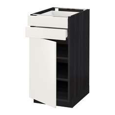 МЕТОД / МАКСИМЕРА Напольный шкаф с дверцей/2 ящиками, черный, Веддинге белый Ikea