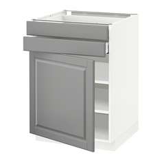 МЕТОД / МАКСИМЕРА Напольный шкаф с дверцей/2 ящиками, белый, Будбин серый Ikea