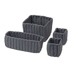НОРДРЭНА Набор корзин,4 штуки, серый Ikea