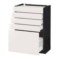 МЕТОД / МАКСИМЕРА Напольный шкаф с 5 ящиками, черный, Веддинге белый Ikea