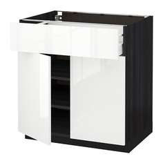 МЕТОД / МАКСИМЕРА Напольный шкаф+ящик/2дверцы, черный, Рингульт белый Ikea