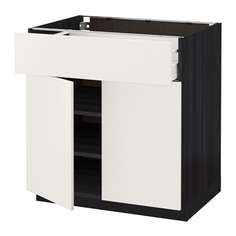 МЕТОД / МАКСИМЕРА Напольный шкаф+ящик/2дверцы, черный, Веддинге белый Ikea