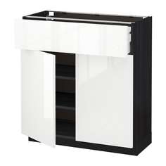 МЕТОД / МАКСИМЕРА Напольный шкаф+ящик/2дверцы, черный, Рингульт белый Ikea