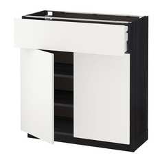 МЕТОД / МАКСИМЕРА Напольный шкаф+ящик/2дверцы, черный, Хэггеби белый Ikea