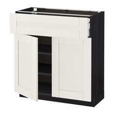 МЕТОД / МАКСИМЕРА Напольный шкаф+ящик/2дверцы, черный, Сэведаль белый Ikea