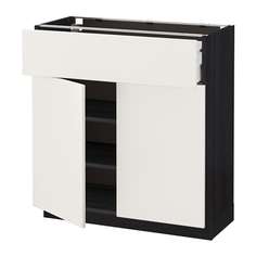 МЕТОД / МАКСИМЕРА Напольный шкаф+ящик/2дверцы, черный, Веддинге белый Ikea